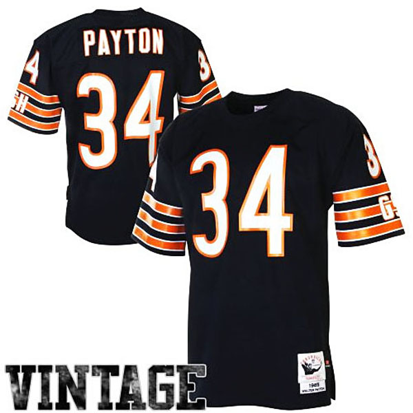 Chicago Bears #34 Walter Payton Mitchell & Ness Navy Blue 1985 Authentic Throwback Jersey