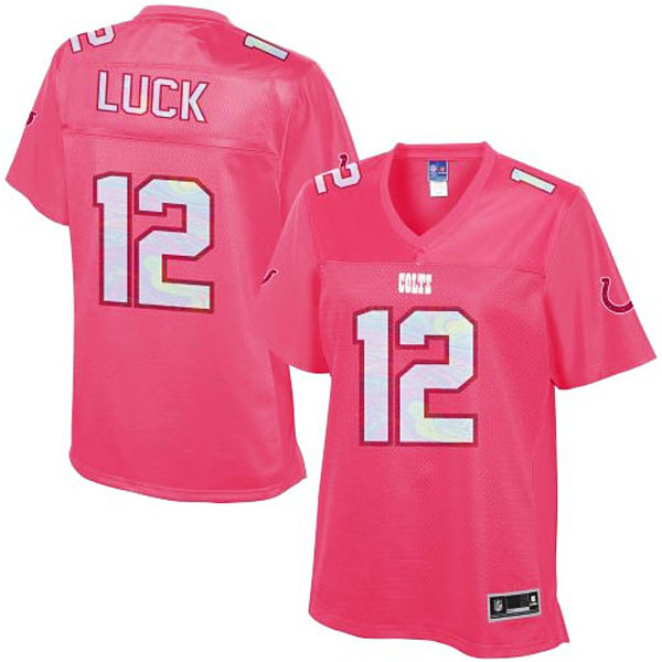 Women Indianapolis Colts #12 Andrew Luck Pro Line Pink Jersey