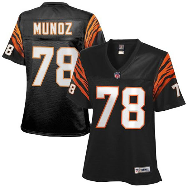 Women Cincinnati Bengals #78 Anthony Munoz Black Retired Player Jersey With Super Bowl LVI Patch