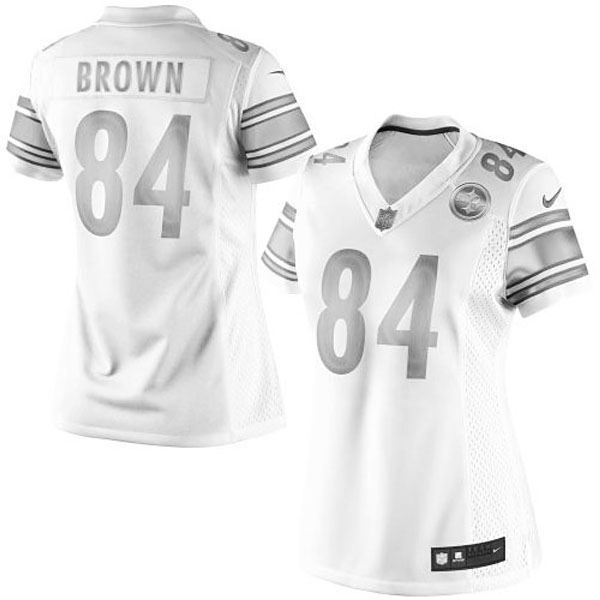 Women Pittsburgh Steelers #84 Antonio Brown White Platinum Jersey Women Pittsburgh Steelers #84 Antonio Brown White Platinum Jersey
