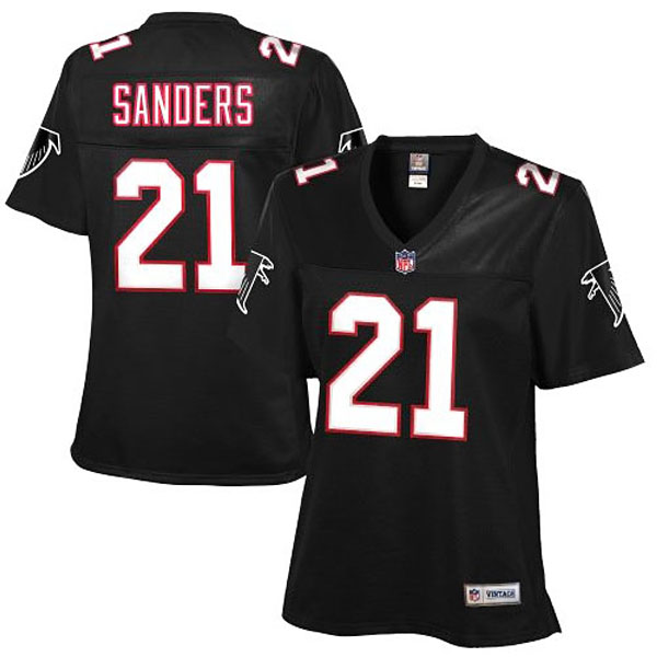 Women Atlanta Falcons #21 Deion Sanders Black Retired Player Jersey Women Atlanta Falcons #21 Deion Sanders Black Retired Player Jersey