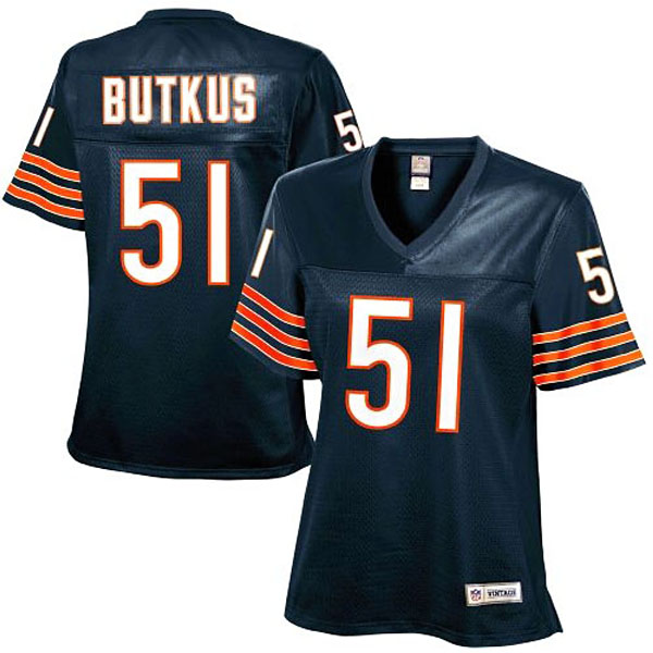 Women Chicago Bears #51 Dick Butkus Navy Blue Retired Player Jersey