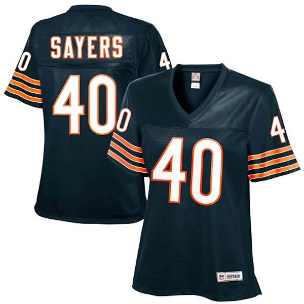 Women Chicago Bears #40 Gale Sayers Navy Blue Retired Player Jersey