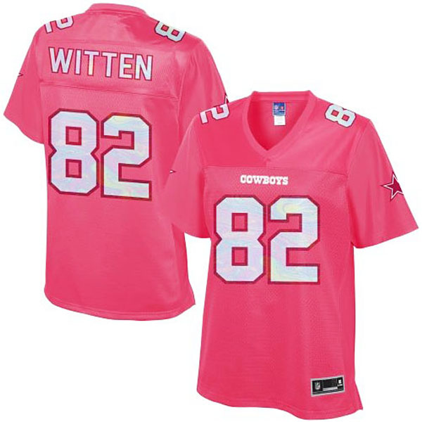 Women Dallas Cowboys #82 Jason Witten Pro Line Pink Jersey