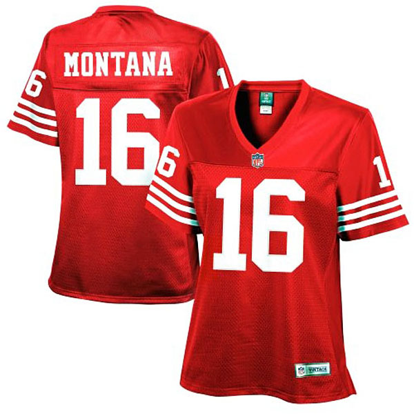 Women San Francisco 49ers #16 Joe Montana Scarlet Retired Player Jersey Women San Francisco 49ers #16 Joe Montana Scarlet Retired Player Jersey