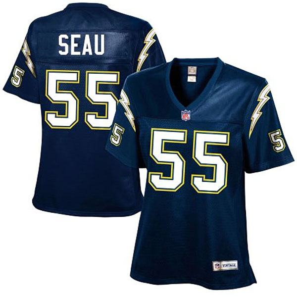 Women San Diego Chargers #55 Junior Seau Navy Blue Retired Player Jersey
