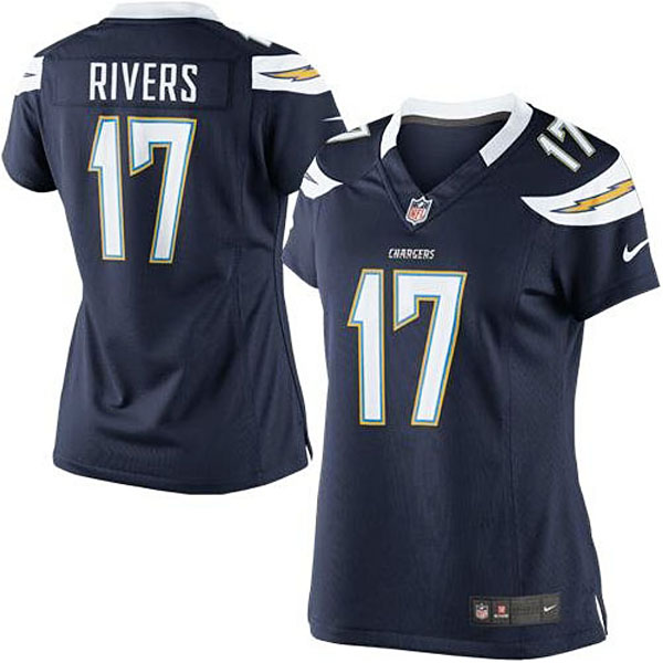 Women San Diego Chargers #17 Philip Rivers Navy Blue Limited Jersey