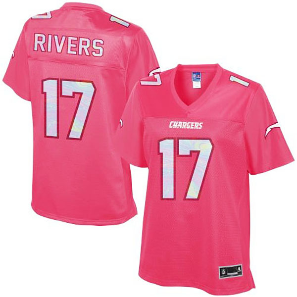 Women San Diego Chargers #17 Philip Rivers Pro Line Pink Jersey