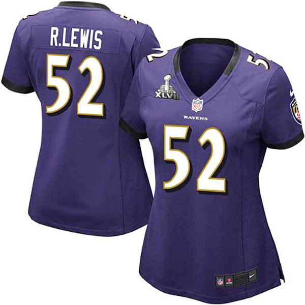 Women Baltimore Ravens #52 Ray Lewis Purple Superbowl XLVII Alternate Game Jersey