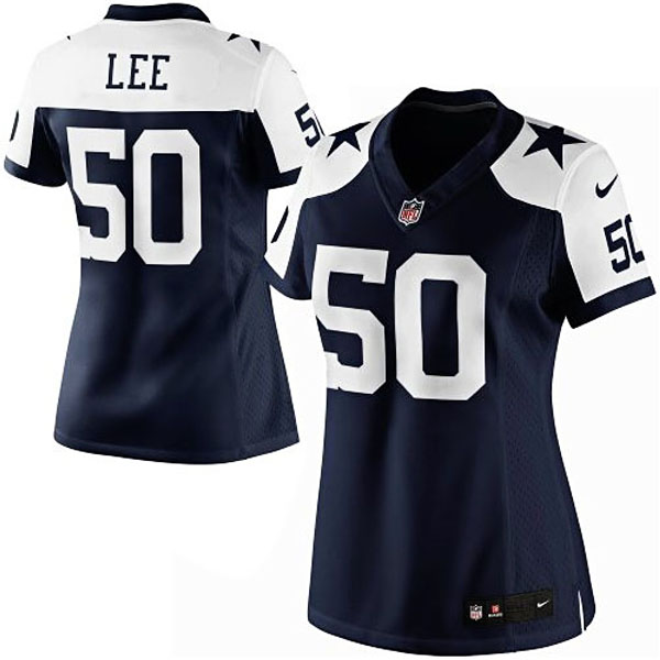 Women Dallas Cowboys #50 Sean Lee Navy Blue Limited Throwback Jersey