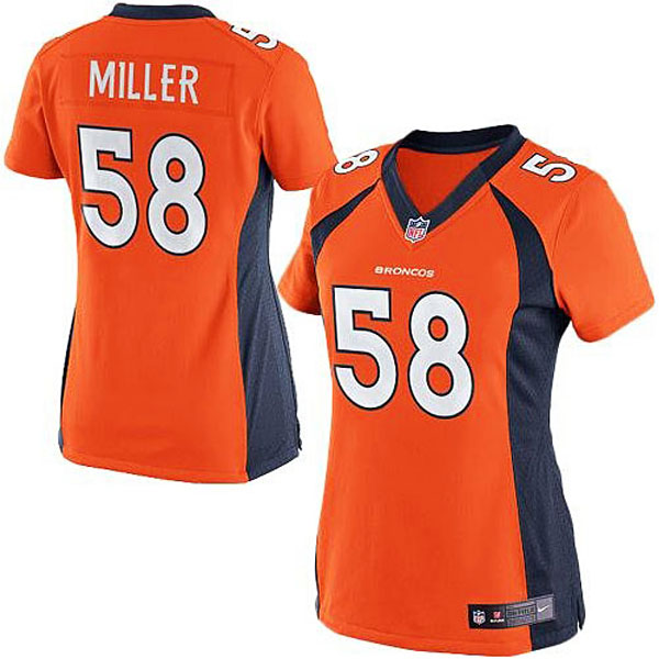 Women Denver Broncos #58 Von Miller Orange Limited Jersey Women Denver Broncos #58 Von Miller Orange Limited Jersey