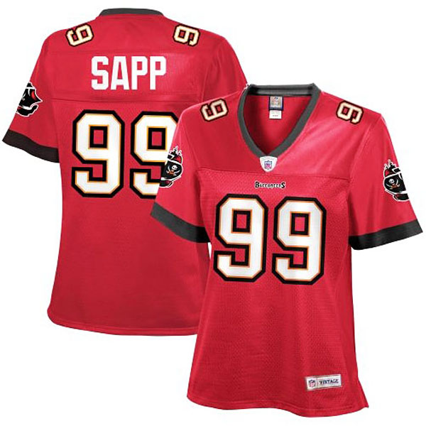 Women Tampa Bay Buccaneers #99 Warren Sapp Red Retired Player Jersey Women Tampa Bay Buccaneers #99 Warren Sapp Red Retired Player Jersey