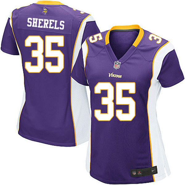 Women Minnesota Vikings #35 Marcus Sherels Purple Elite Jersey