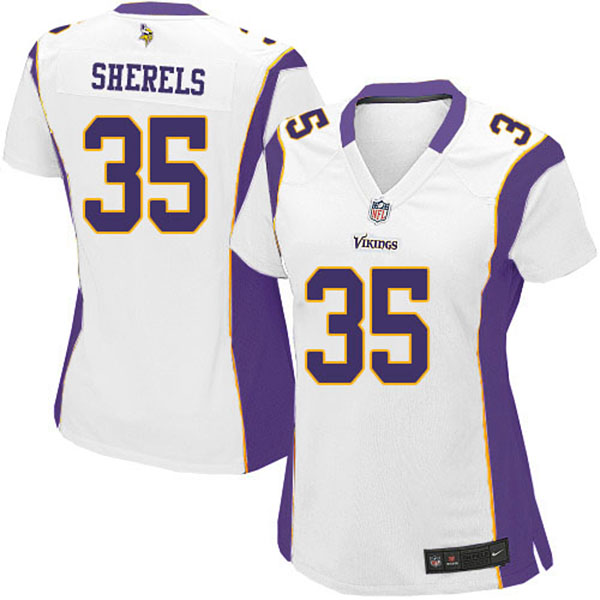 Women Minnesota Vikings #35 Marcus Sherels White Elite Jersey