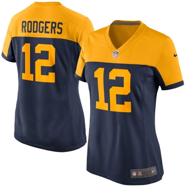 Women Green Bay Packers #12 Aaron Rodgers Navy Blue Game Alternate Jersey Women Green Bay Packers #12 Aaron Rodgers Navy Blue Game Alternate Jersey