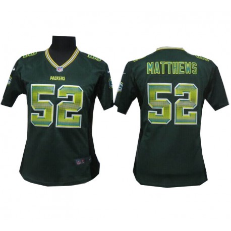 Women Green Bay Packers #52 Clay Matthews Green Fashion Strobe Jersey