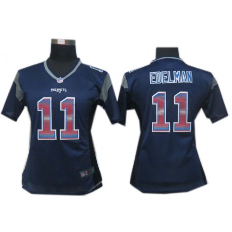 Women New England Patriots #11 Julian Edelman Navy Blue Fashion Strobe Jersey Women New England Patriots #11 Julian Edelman Navy Blue Fashion Strobe Jersey