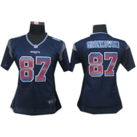 Women New England Patriots #87 Rob Gronkowski Navy Blue Fashion Strobe Jersey Women New England Patriots #87 Rob Gronkowski Navy Blue Fashion Strobe Jersey