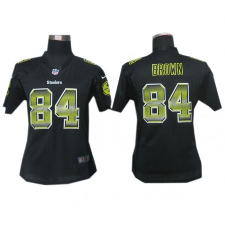 Women Pittsburgh Steelers #84 Antonio Brown Black Fashion Strobe Jersey