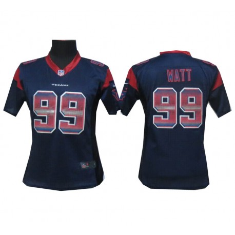 Women Houston Texans #99 J.J. Watt Navy Blue Fashion Strobe Jersey