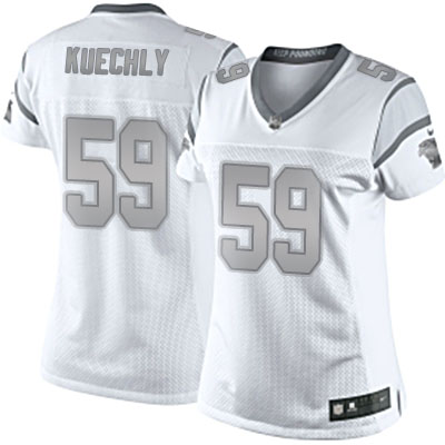 Women Carolina Panthers #59 Luke Kuechly White Platinum Limited Jersey