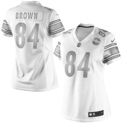 Women Pittsburgh Steelers #84 Antonio Brown White Platinum Limited Jersey Women Pittsburgh Steelers #84 Antonio Brown White Platinum Limited Jersey