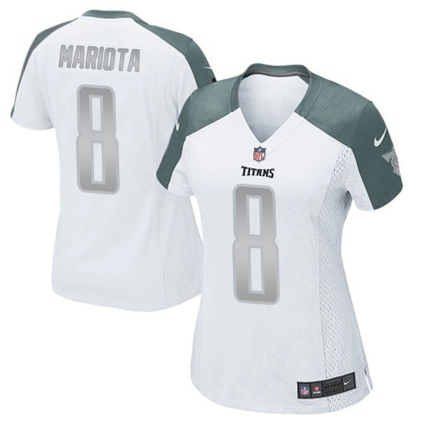 Women Tennessee Titans #8 Marcus Mariota White Platinum Limited Jersey Women Tennessee Titans #8 Marcus Mariota White Platinum Limited Jersey
