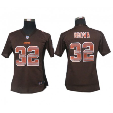Women Cleveland Browns #32 Jim Brown Brown Fashion Strobe Jersey Women Cleveland Browns #32 Jim Brown Brown Fashion Strobe Jersey