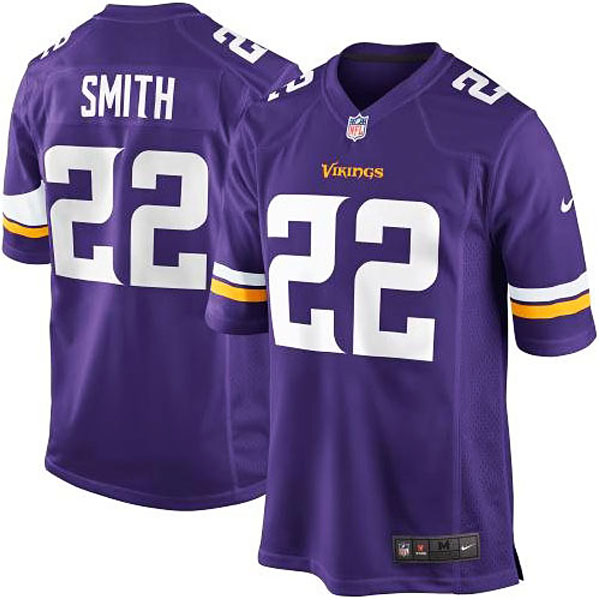 Youth Minnesota Vikings #22 Harrison Smith Purple Team Color Game Jersey