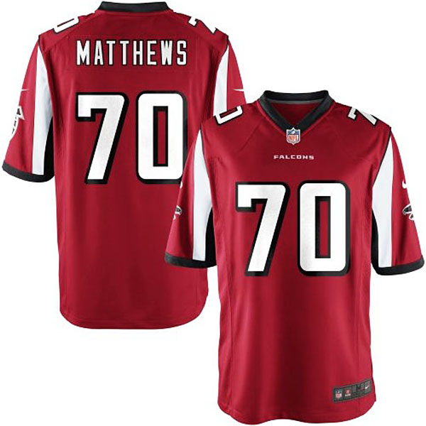 Youth Atlanta Falcons #70 Jake Matthews Team Color Game Jersey