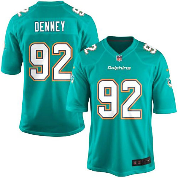 Youth Miami Dolphins #92 John Denney Team Color Game Jersey - Aqua