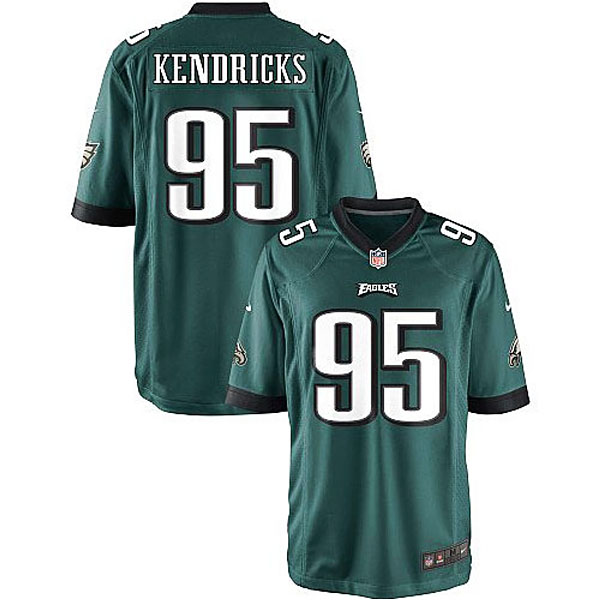 Youth Philadelphia Eagles #95 Mychal Kendricks Midnight Green Team Color Game Jersey
