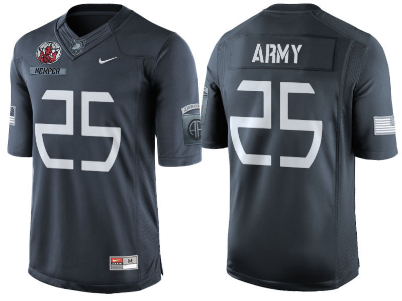 Aaron Kemper #25 Army Black Knights Anthracite Airborne Tribute College Football Jersey