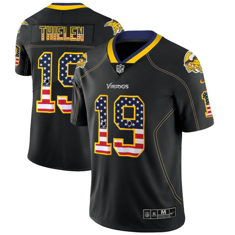 Minnesota Vikings #19 Adam Thielen Black 2018 USA Flag Fashion Color Rush Limited Jersey Minnesota Vikings #19 Adam Thielen Black 2018 USA Flag Fashion Color Rush Limited Jersey