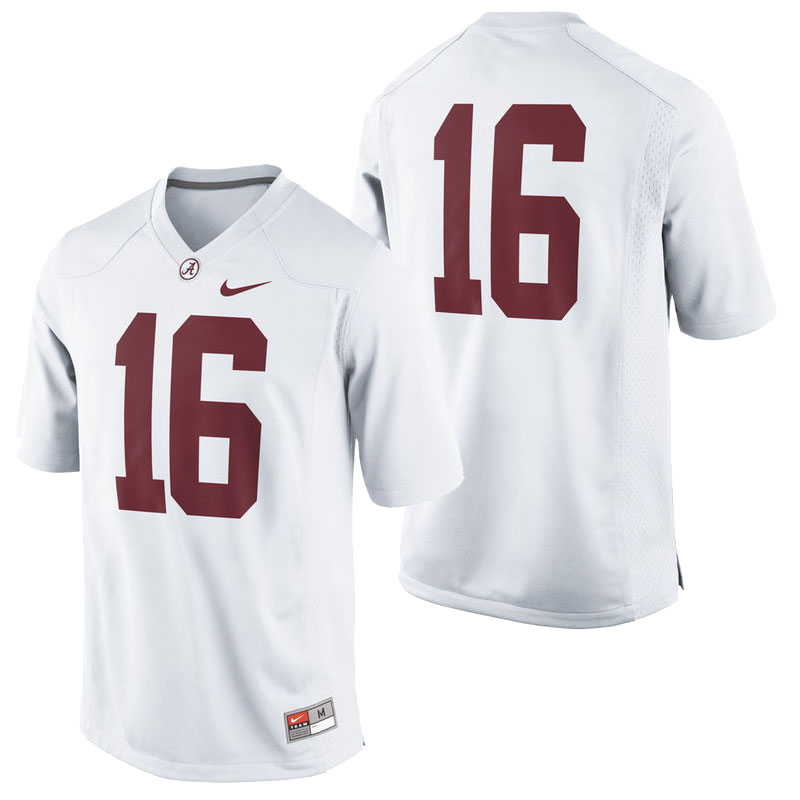 Alabama Crimson Tide #16 White Team Color College Football Jersey Alabama Crimson Tide #16 White Team Color College Football Jersey