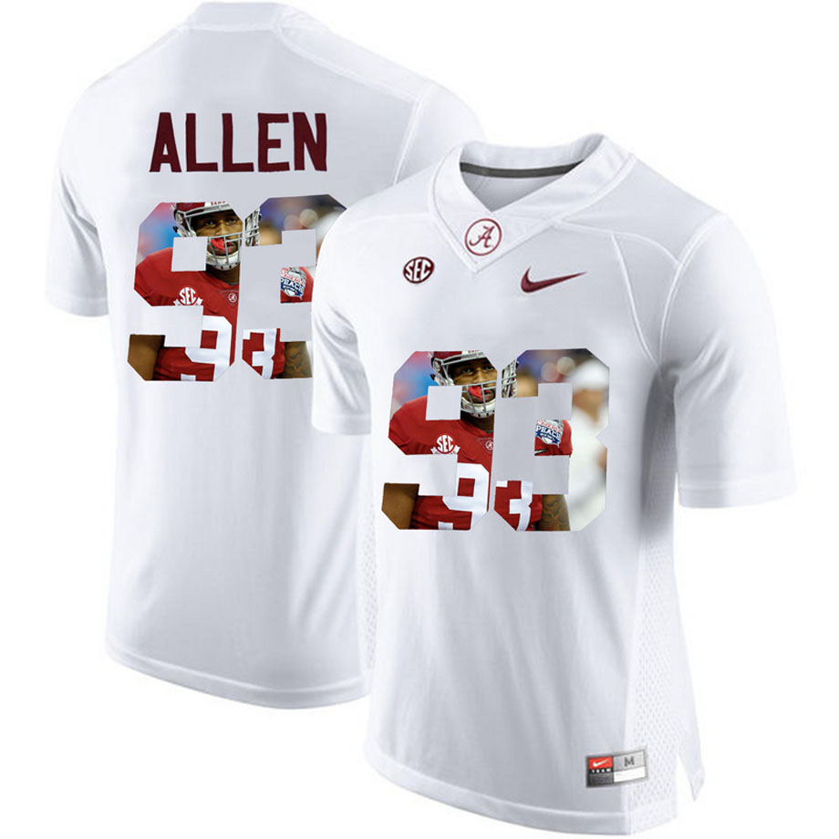 Alabama Crimson Tide #93 Jonathan Allen White Portrait Number Fashion College Football Jersey Alabama Crimson Tide #93 Jonathan Allen White Portrait Number Fashion College Football Jersey