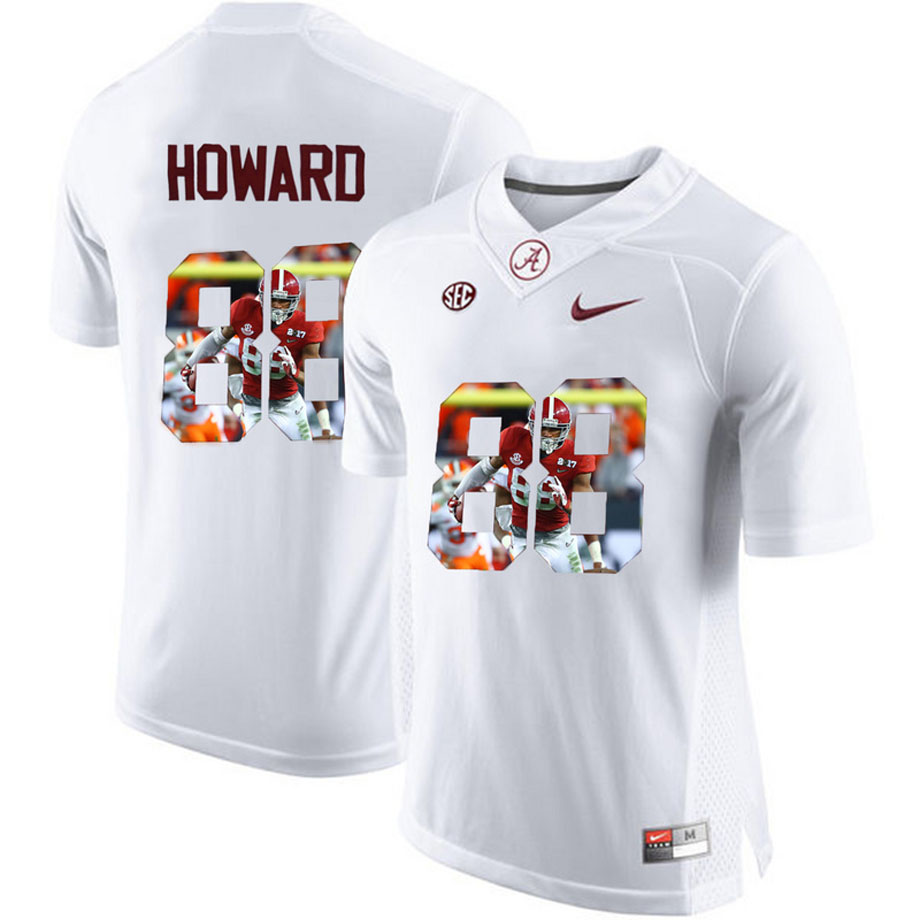 Alabama Crimson Tide #88 O.J. Howard White Portrait Number Fashion College Football Jersey