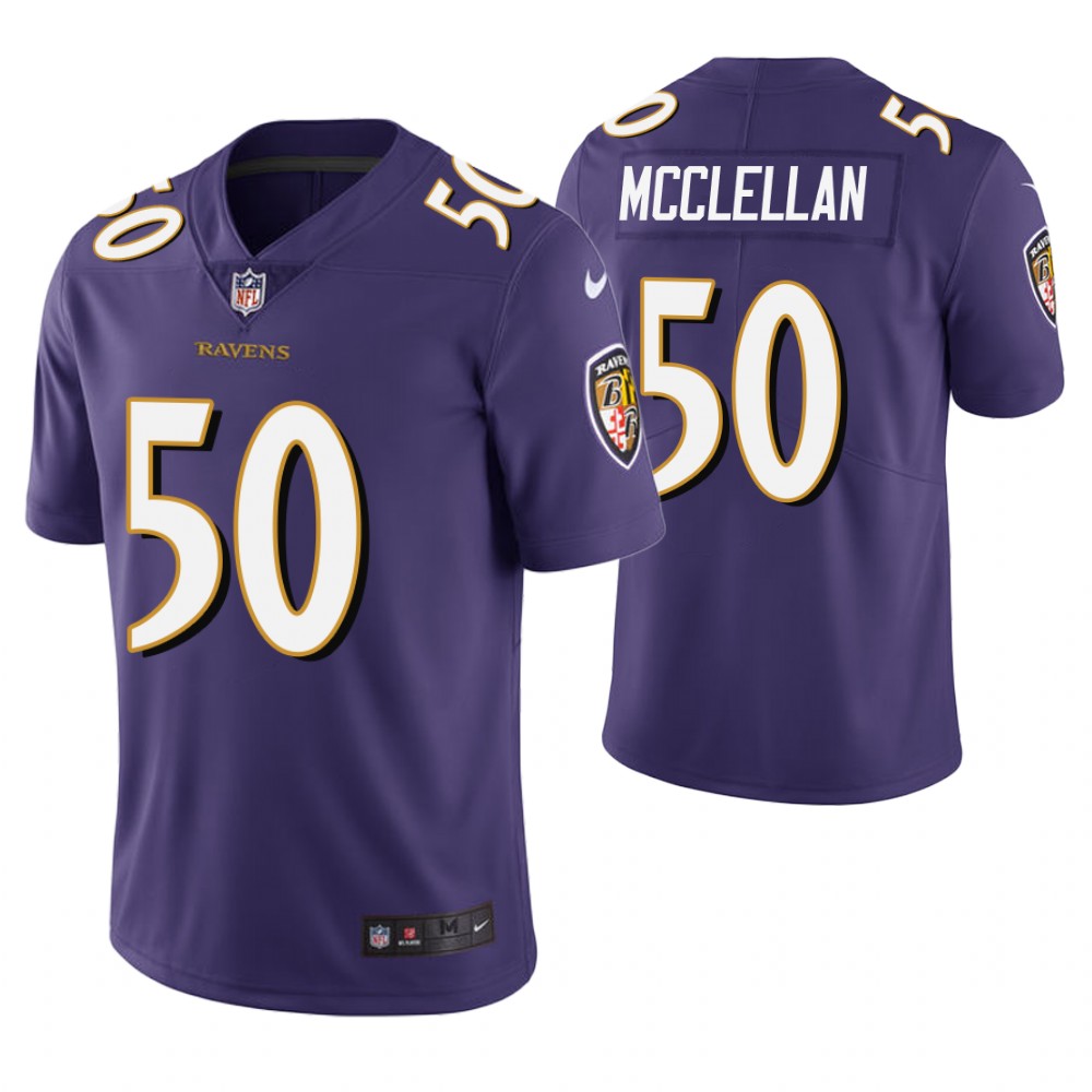 Baltimore Ravens #50 Albert McClellan Purple Vapor Untouchable Limited Jersey