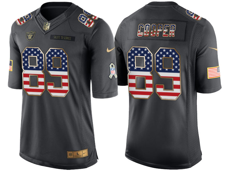 Oakland Raiders #89 Amari Cooper Anthracite Salute to Service USA Flag Fashion Jersey