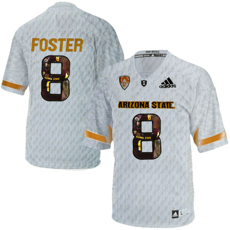 Arizona State Sun Devils #8 D.J. Foster White Portrait Number Fashion College Football Jersey Arizona State Sun Devils #8 D.J. Foster White Portrait Number Fashion College Football Jersey