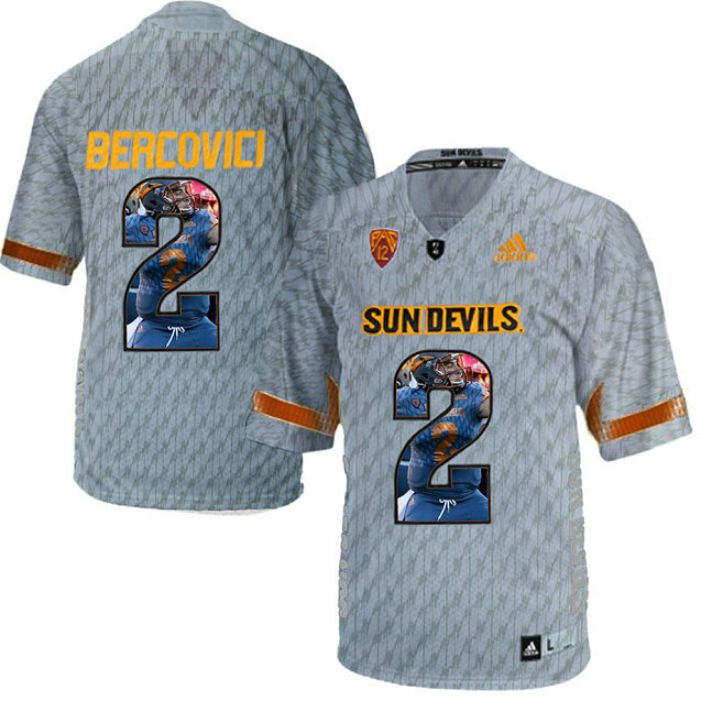 Arizona State Sun Devils #2 Mike Bercovici Grey Portrait Desert Fuel College Football Jersey Arizona State Sun Devils #2 Mike Bercovici Grey Portrait Desert Fuel College Football Jersey