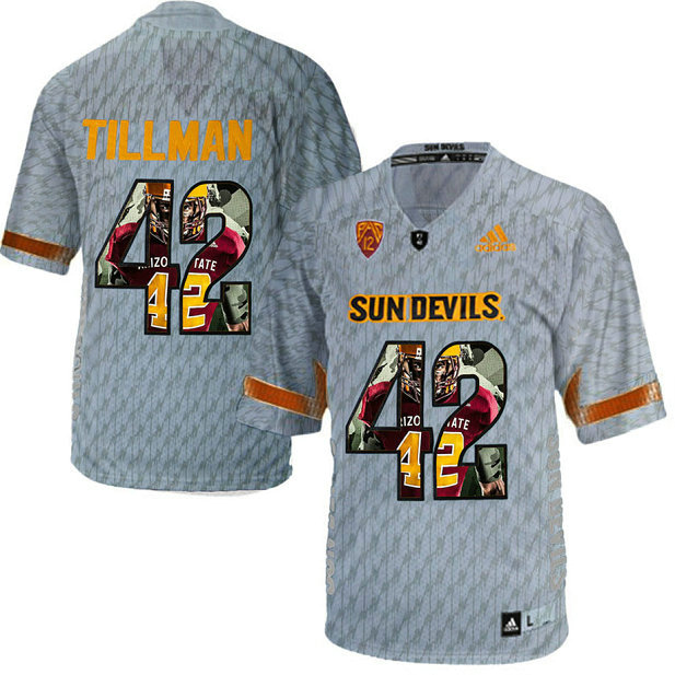 Arizona State Sun Devils #42 Pat Tillman Grey Portrait Desert Fuel College Football Jersey Arizona State Sun Devils #42 Pat Tillman Grey Portrait Desert Fuel College Football Jersey