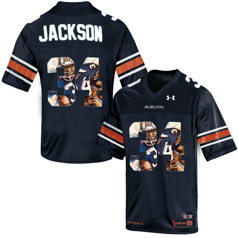Auburn Tigers #34 Bo Jackson Navy Blue Portrait Number Fashion Throwback College Football Jersey Auburn Tigers #34 Bo Jackson Navy Blue Portrait Number Fashion Throwback College Football Jersey