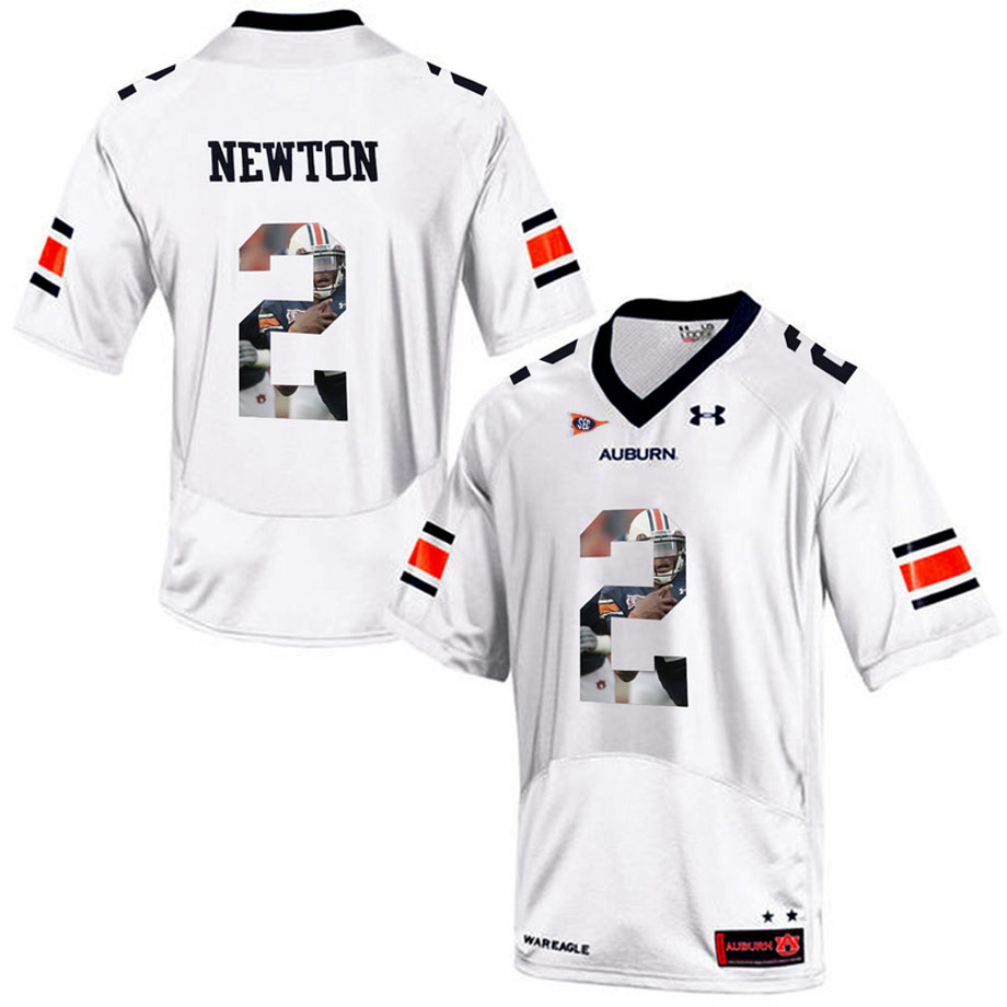Auburn Tigers #2 Cam Newton White Portrait Number Fashion College Football Jersey