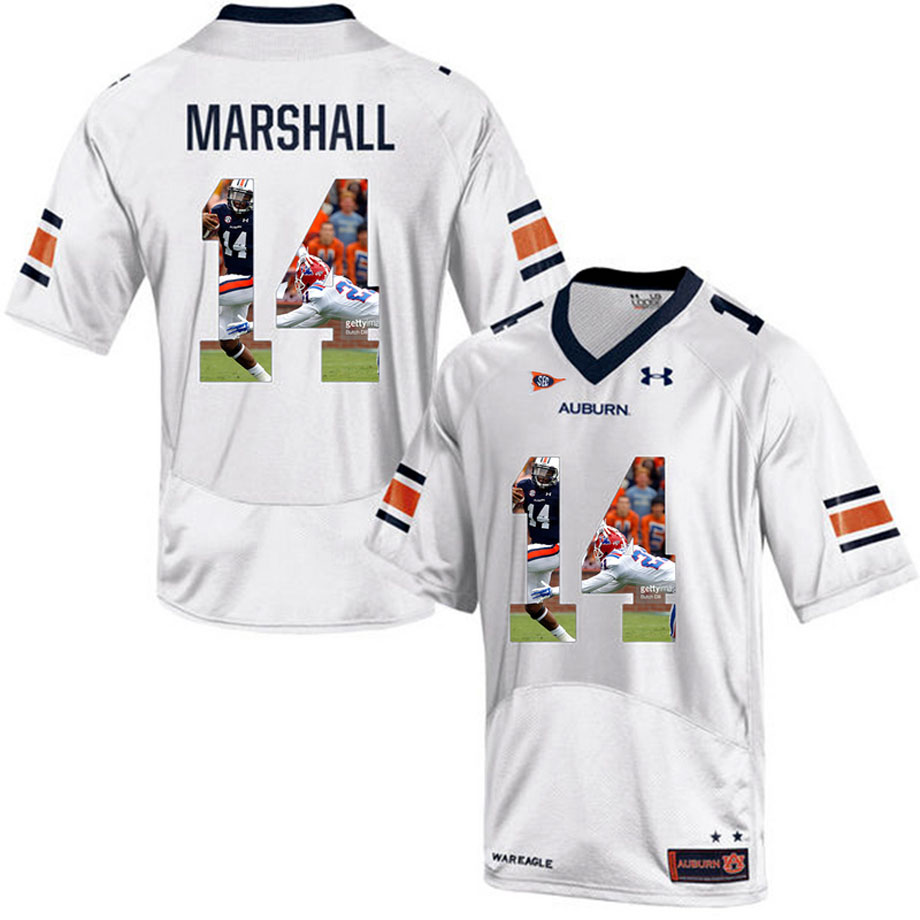 Auburn Tigers #14 Nick Marshall White Portrait Number Fashion College Football Jersey Auburn Tigers #14 Nick Marshall White Portrait Number Fashion College Football Jersey
