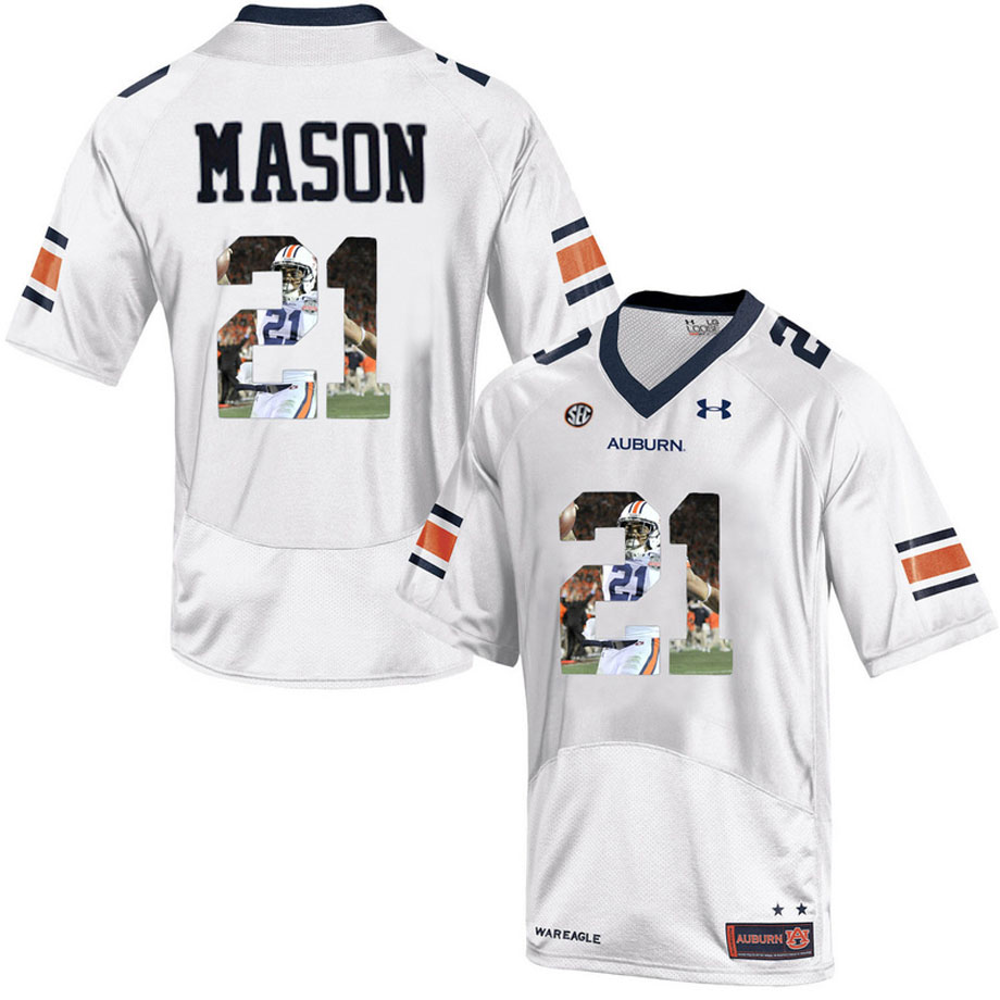 Auburn Tigers #21 Tre Mason White Portrait Number Fashion College Football Jersey Auburn Tigers #21 Tre Mason White Portrait Number Fashion College Football Jersey