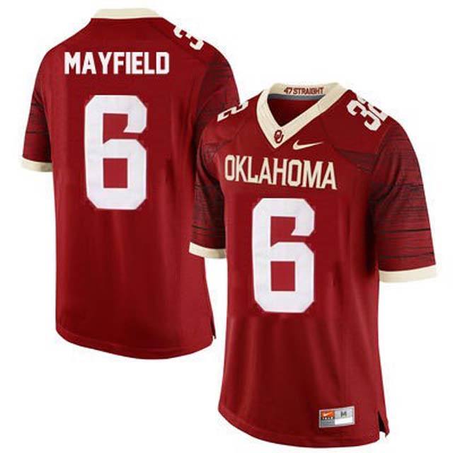 Baker Mayfield #6 Oklahoma Sooners Red Authentic College Football Jersey Baker Mayfield #6 Oklahoma Sooners Red Authentic College Football Jersey