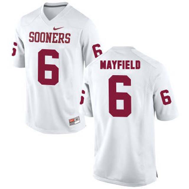 Baker Mayfield #6 Oklahoma Sooners White College Football Jersey Baker Mayfield #6 Oklahoma Sooners White College Football Jersey