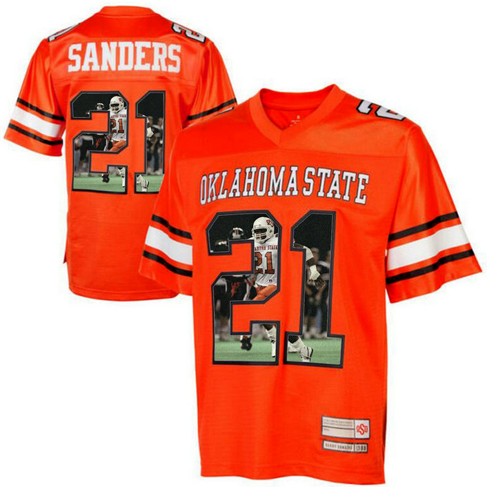 Barry Sanders #21 Oklahoma State Cowboys Orange College Football Jersey Barry Sanders #21 Oklahoma State Cowboys Orange College Football Jersey