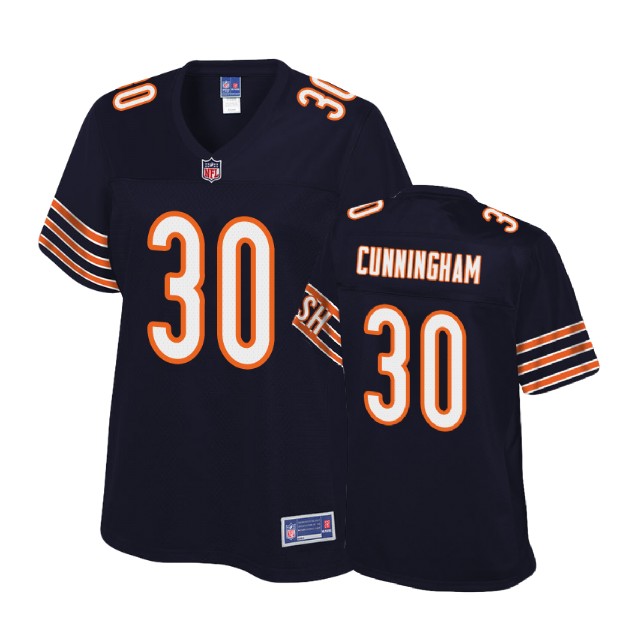 Women Chicago Bears #30 Benny Cunningham Navy Player Pro Line Jersey